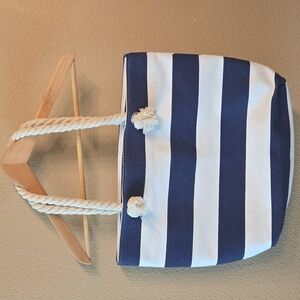 Grace and Lace Blue and White Striped Nautical Tote Bag